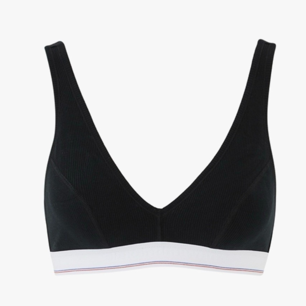 Alexander Wang Micro Ribbed V-Nrck Bralette Black Size Small